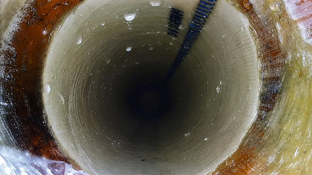 Interno di una tubazione dopo una riparazione localizzata con packer: il tratto danneggiato è rivestito da una nuova guaina in resina